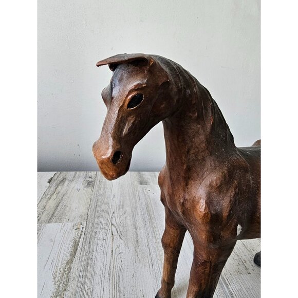 Vintage leather horse decor equestrian‎ huntsman stallion - Picture 2 of 10